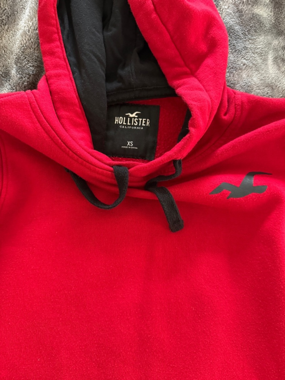 Hollister Red Pullover Hoodie with Black Accents